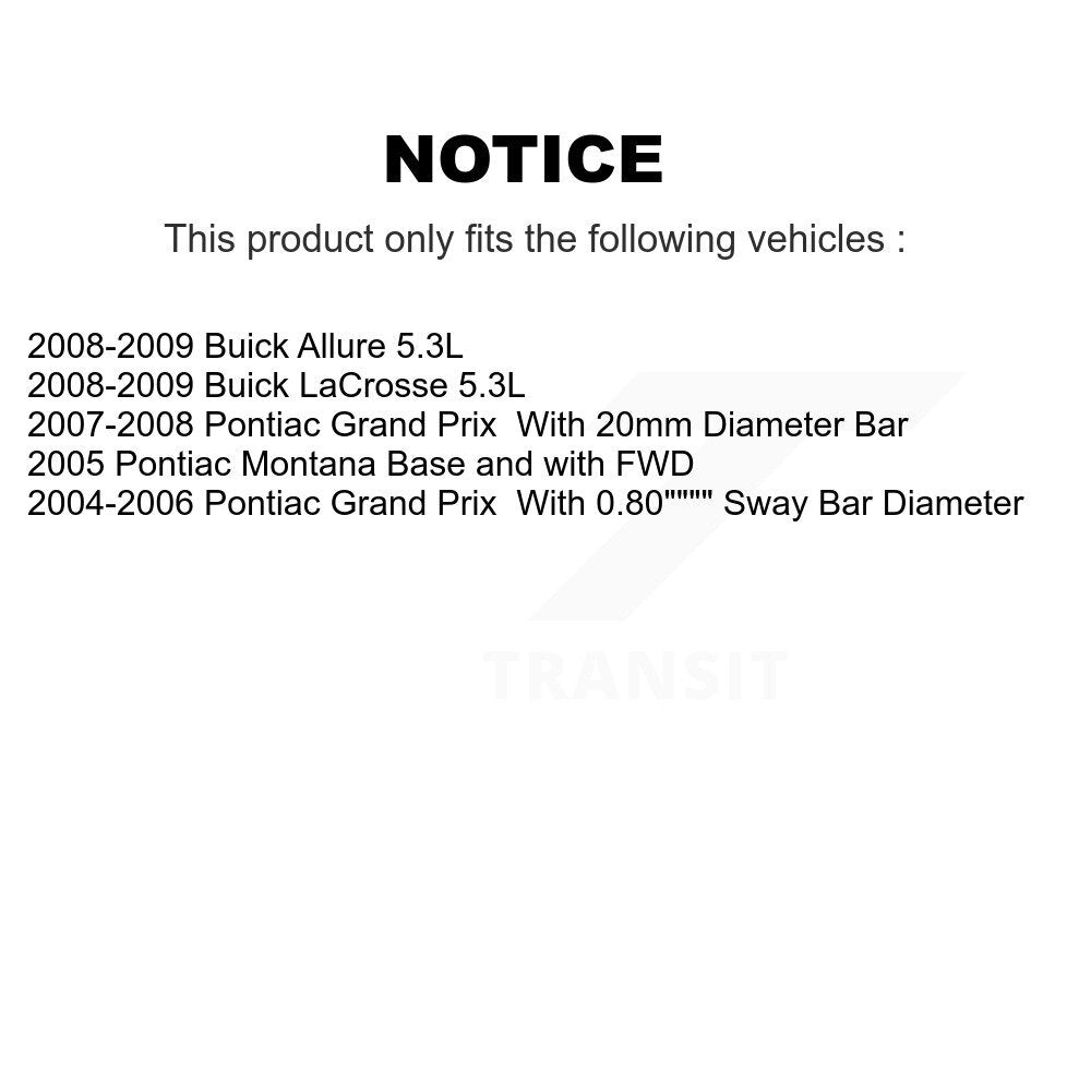 Kit de bras de commande avant et de rotule, pour Pontiac Grand Prix Buick LaCrosse