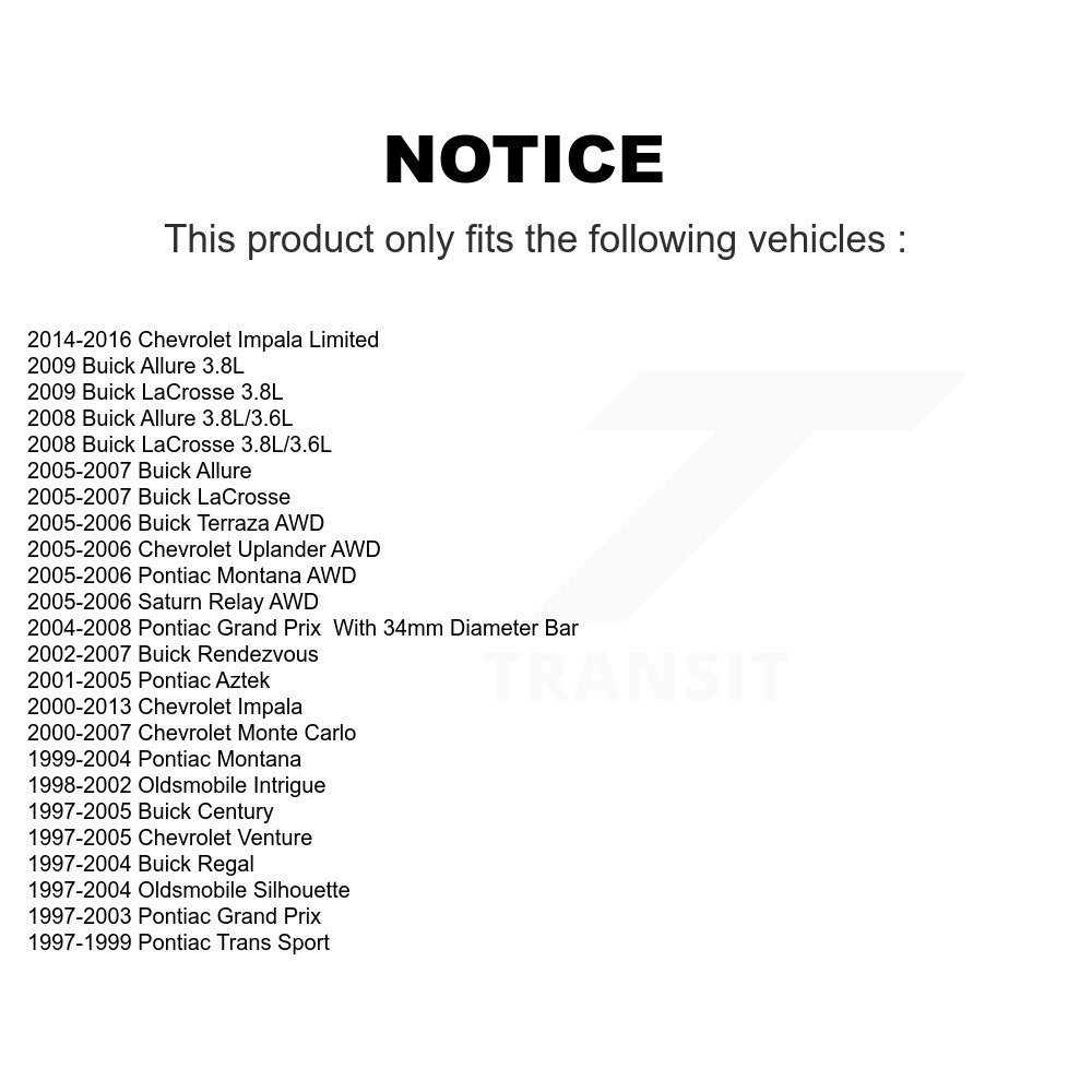 Paire de maillons avant pour Chevrolet Impala Buick Pontiac Grand Prix LaCrosse Montana