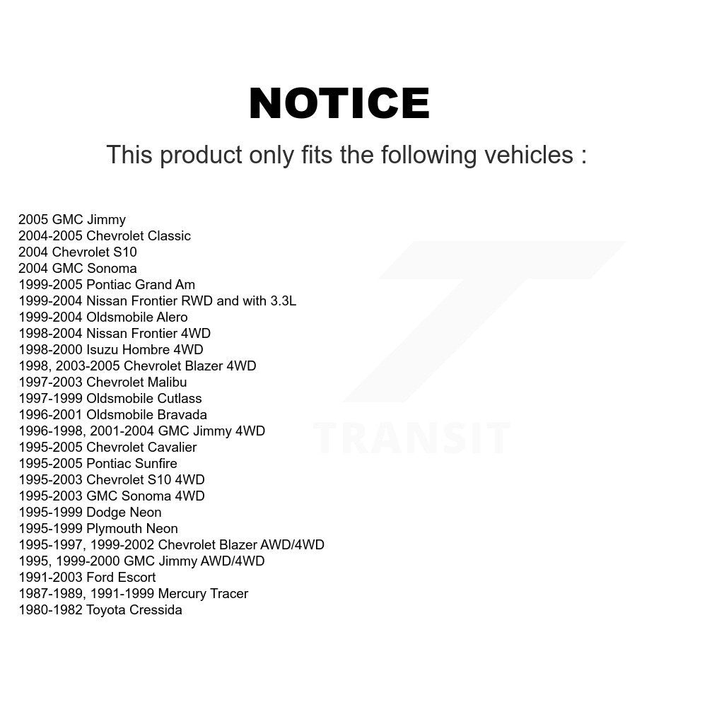 Paire de maillons avant pour Chevrolet Pontiac Cavalier Sunfire GMC S10 Blazer Grand Am