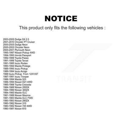 Paire de maillons avant pour Chrysler PT Cruiser Toyota Tercel Neon Dodge Nissan D21 323