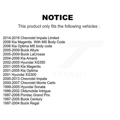 Paire de maillons arrière pour Chevrolet Impala Buick Pontiac Grand Prix LaCrosse Century