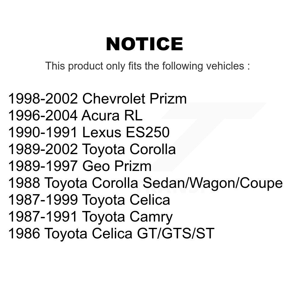 Paire de maillons arrière pour Toyota Corolla Celica Acura RL Camry Prizm Geo Chevrolet