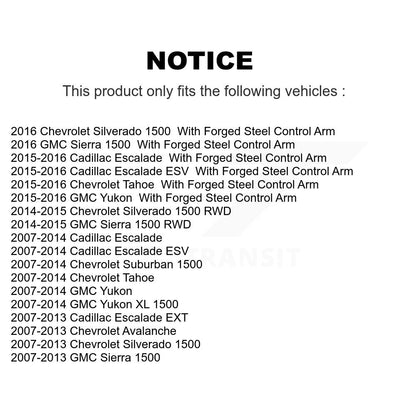 Kit de bras de commande supérieur avant et de rotule, pour Chevrolet GMC Sierra 1500 Silverad