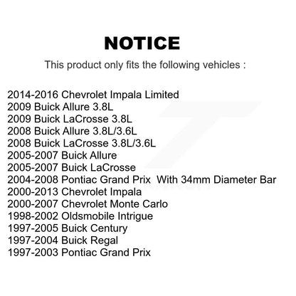 Kit de liaison avant et arrière, pour Chevrolet Impala Buick Pontiac Grand Prix LaCrosse Mont