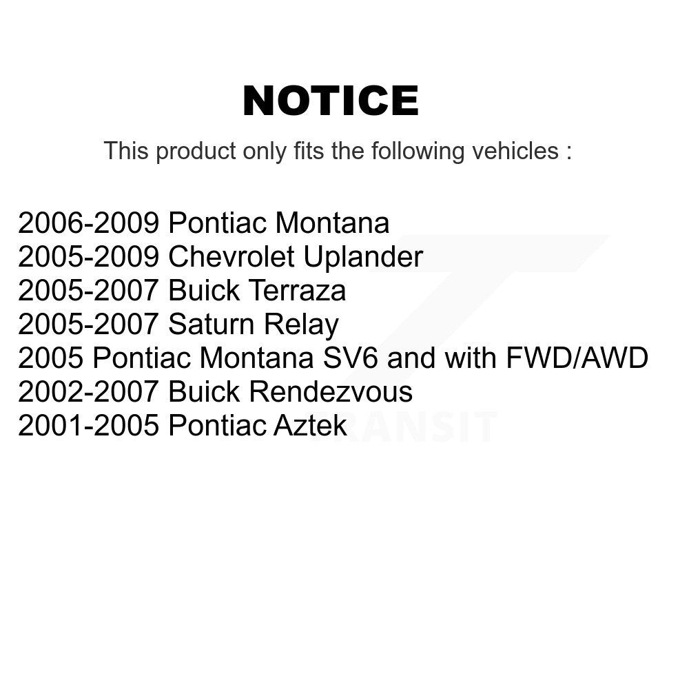 Kit de rotule avant et d'extrémité de biellette de direction, pour Pontiac Montana Chevrolet Uplander Buick