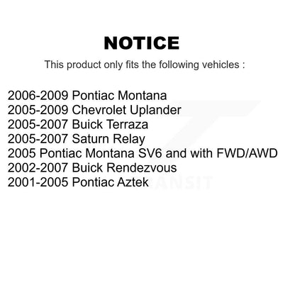 Kit de rotule avant et d'extrémité de biellette de direction, pour Pontiac Montana Chevrolet Uplander Buick