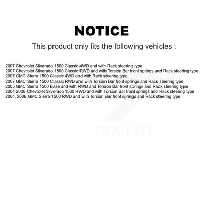 Kit d'extrémité de biellette de direction de rotule avant, pour Chevrolet GMC Silverado 1500 Sierra Classi