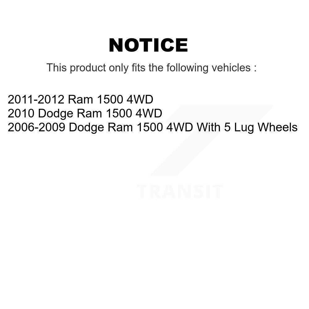 Bras de commande de Suspension avant et Kit d'extrémité de biellette de direction pour Dodge Ram 1500 4WD