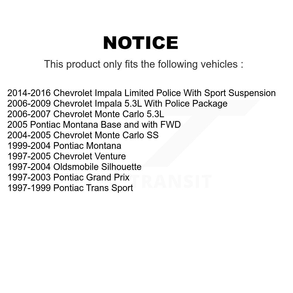 Kit de bras de commande avant et d'extrémité de biellette de direction, pour Chevrolet Impala Pontiac Montana Ventur