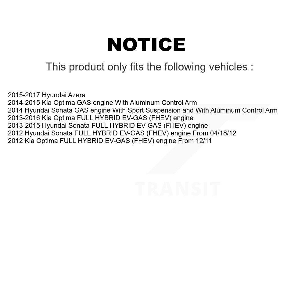 Kit de bras de commande avant et de rotule, pour Hyundai Sonata Kia Optima Azera