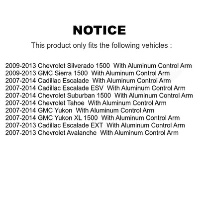 Kit de bras de commande avant et de rotule inférieure, pour Chevrolet GMC Sierra 1500 Silverad