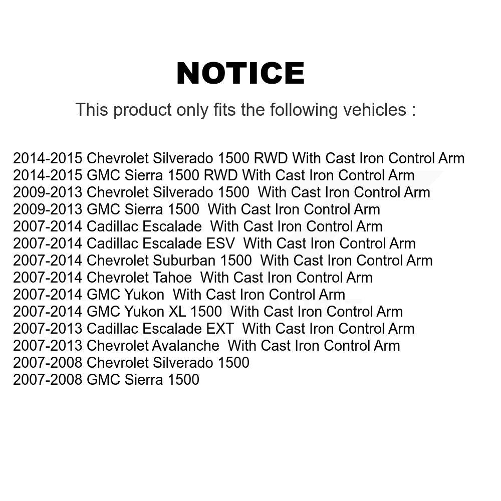 Kit de bras de commande avant et de rotule inférieure, pour Chevrolet GMC Sierra 1500 Silverad