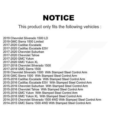 Kit de rotule avant et d'extrémité de biellette de direction, pour GMC Chevrolet Sierra 1500 Silverado Taho