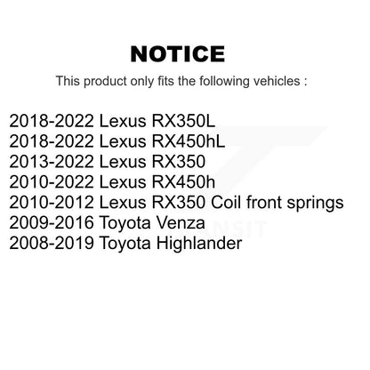 Kit de bras de commande avant et de rotule, pour Toyota Highlander Lexus RX350 Venza