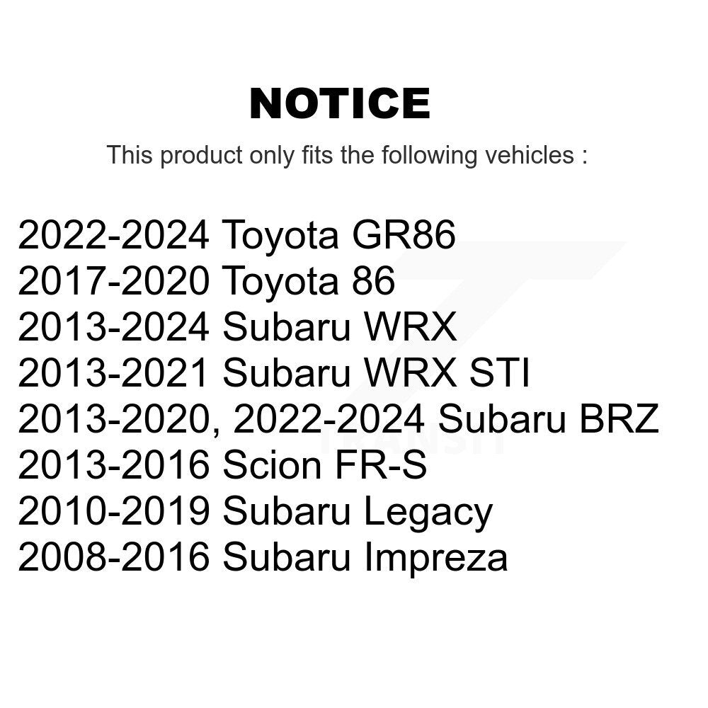 Paire de maillons arrière pour Subaru Impreza WRX Legacy BRZ STI Scion FR-S Toyota 86 GR86