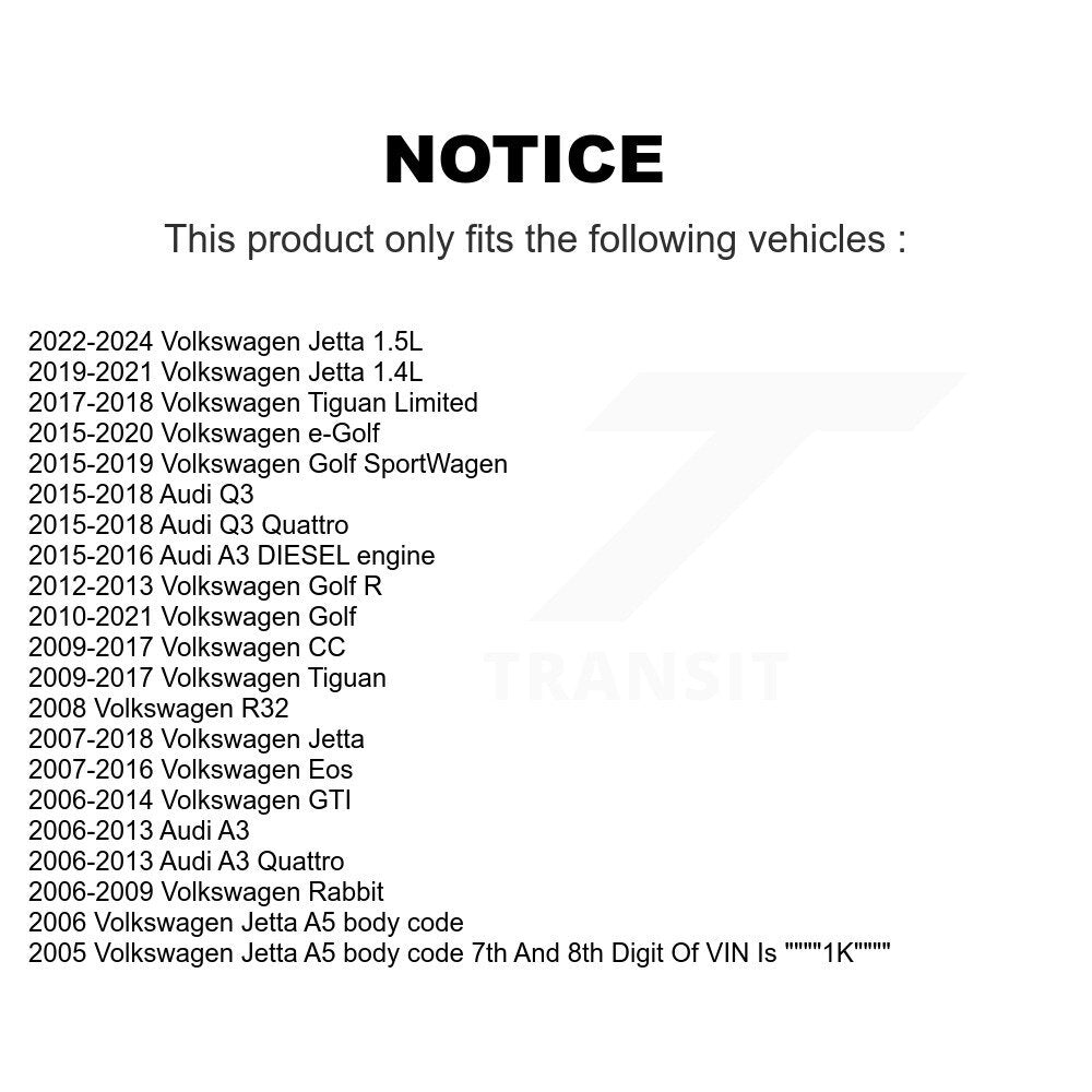 Kit d'extrémité de biellette de direction extérieure et intérieure avant, pour Volkswagen Jetta Golf Tiguan SportWagen