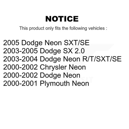 Paire de montage de choc de jambe de force de Suspension arrière pour Neon Dodge Chrysler Plymouth SX