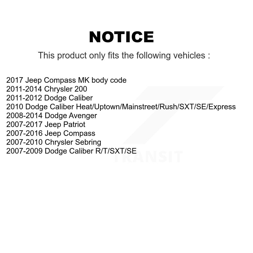 Paire de montage de choc de jambe de force de Suspension arrière pour Jeep Patriot Dodge Chrysler 200