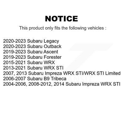Kit de roulement de roue avant et d'extrémité de biellette de direction, pour Subaru Impreza Forester Outback Ascen