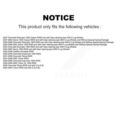 Kit de roulement de roue avant et d'extrémité de biellette de direction, pour Chevrolet GMC Silverado 1500 Sierra X