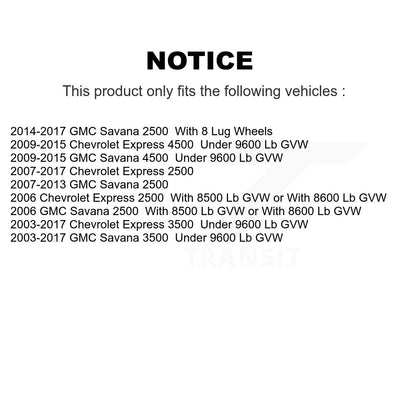 Kit de roulement de roue avant et d'extrémité de biellette de direction, pour GMC Chevrolet Savana 2500 Express 350