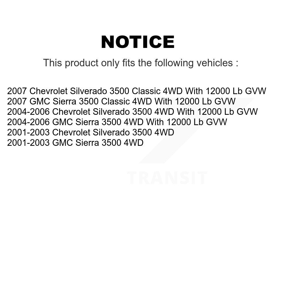 Kit d'extrémité de biellette de roulement de roue avant, pour Chevrolet GMC Sierra 3500 Silverado 4WD