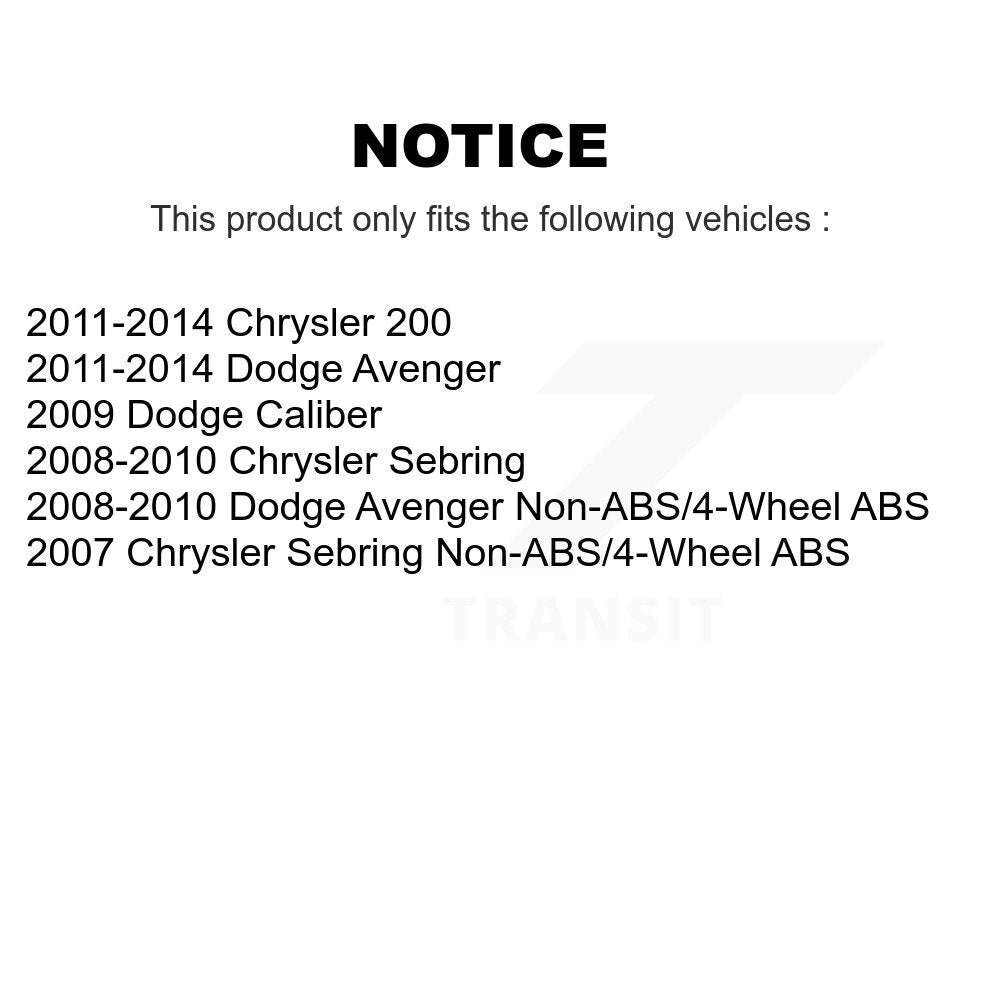 Ensemble de roulement de moyeu avant et Kit de liaison pour Chrysler 200 Dodge Avenger Sebring