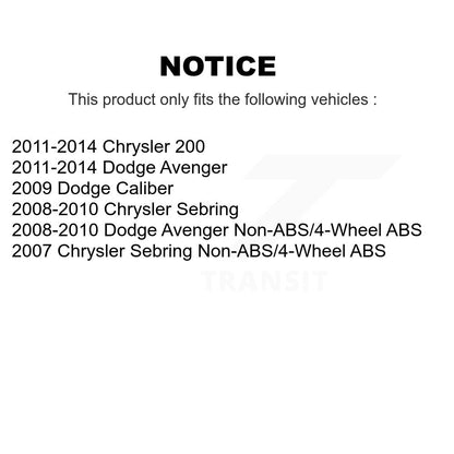 Ensemble de roulement de moyeu avant et Kit de liaison pour Chrysler 200 Dodge Avenger Sebring