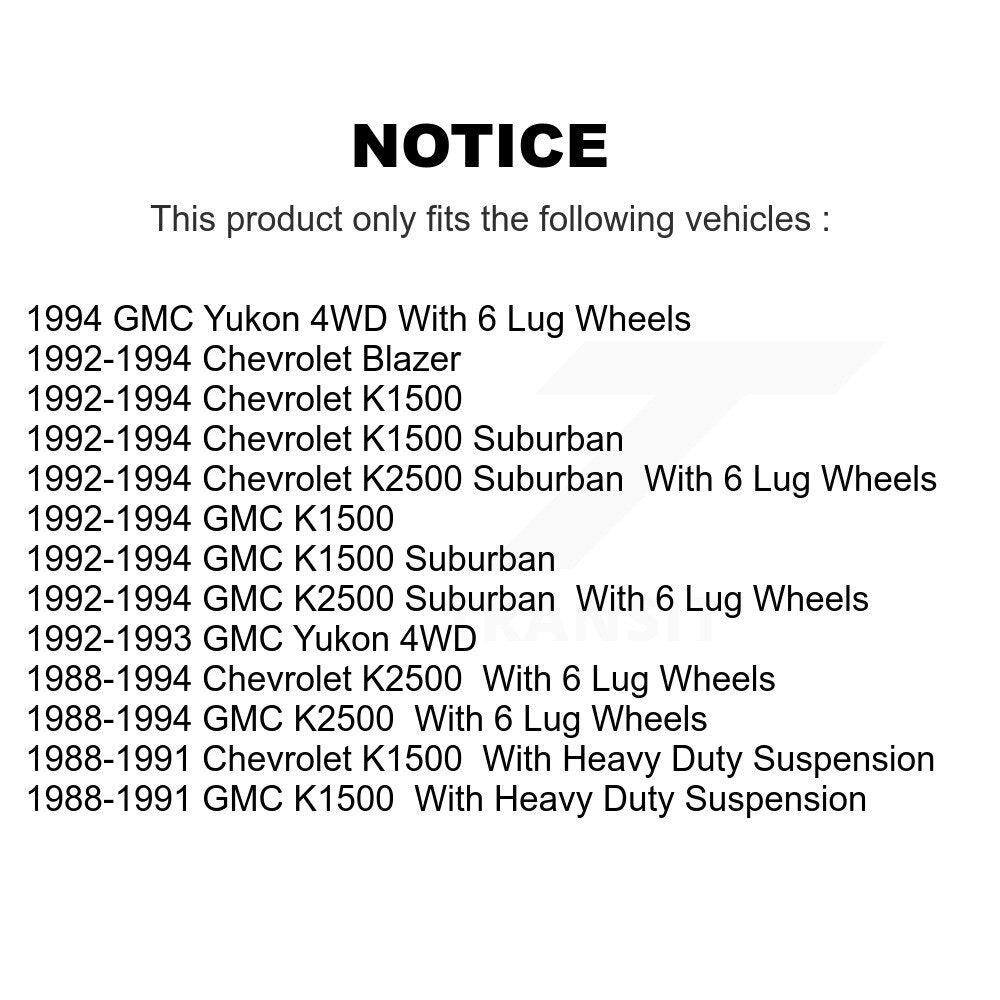Kit de liaison d'assemblage de roulement de moyeu avant, pour K1500 Chevrolet GMC K2500 Suburban Yuko