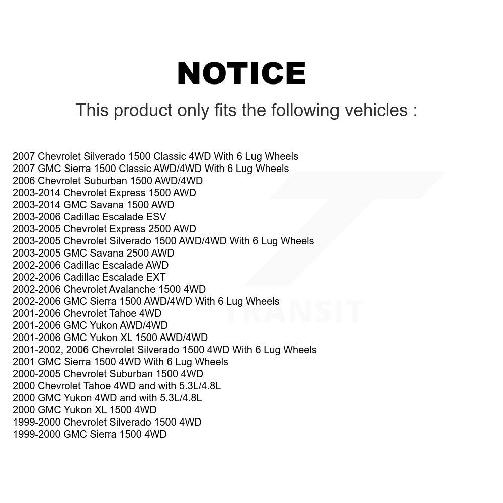 Kit d'assemblage et de liaison de roulement de moyeu avant, pour Chevrolet GMC Silverado 1500 Sierra X