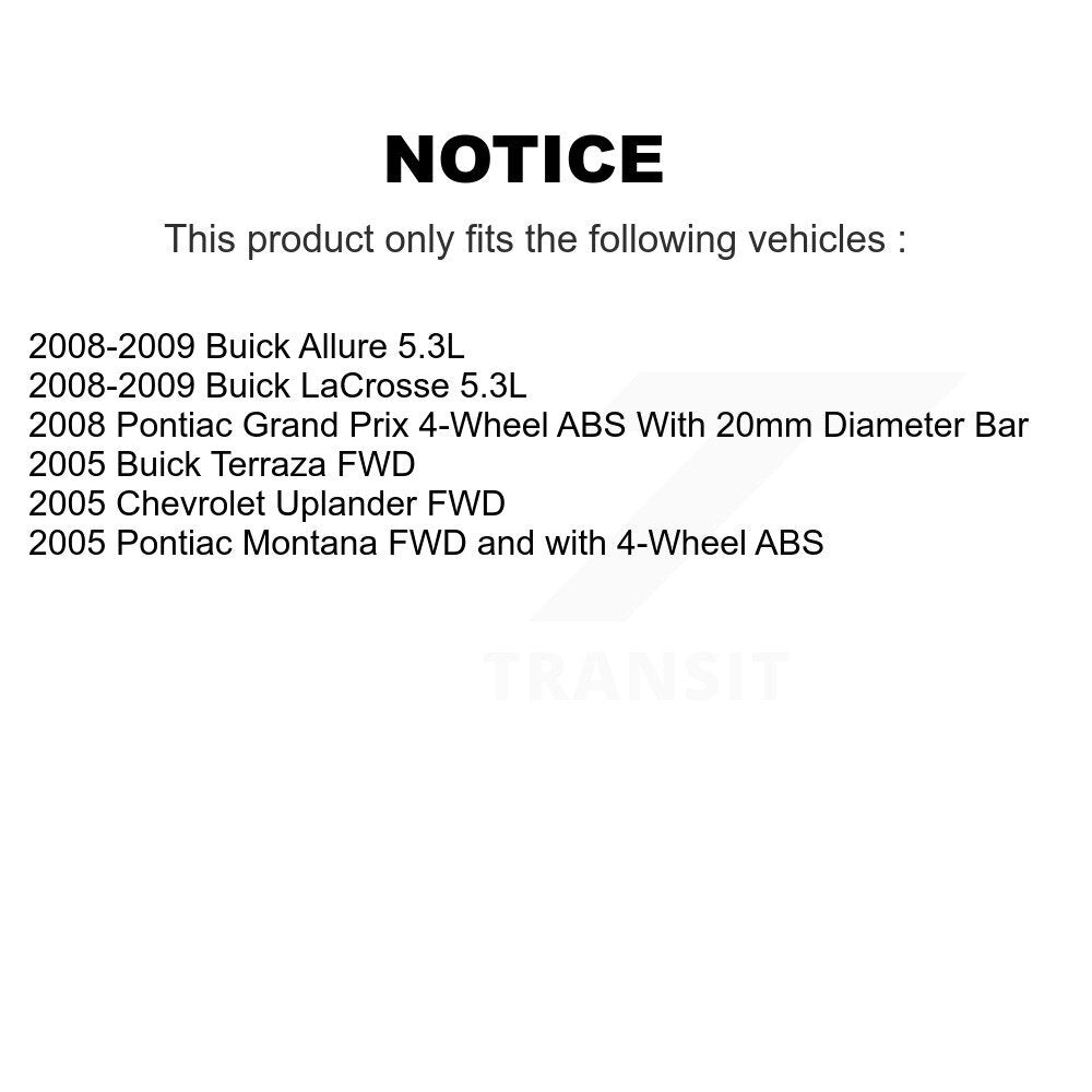 Kit de liaison de rotule inférieure de roulement avant, pour Buick Pontiac LaCrosse Montana Gran