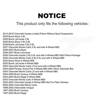 Kit de liaison de biellette de direction extérieure, bras de commande inférieur, roulement avant (8 pièces) pour Buick Chevrole