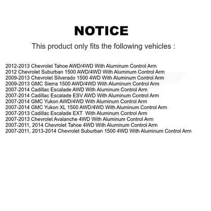 Kit de liaison de bras de commande supérieur, roulement avant, rotule inférieure, bras de commande supérieur (8 pièces) pour Chevrolet X