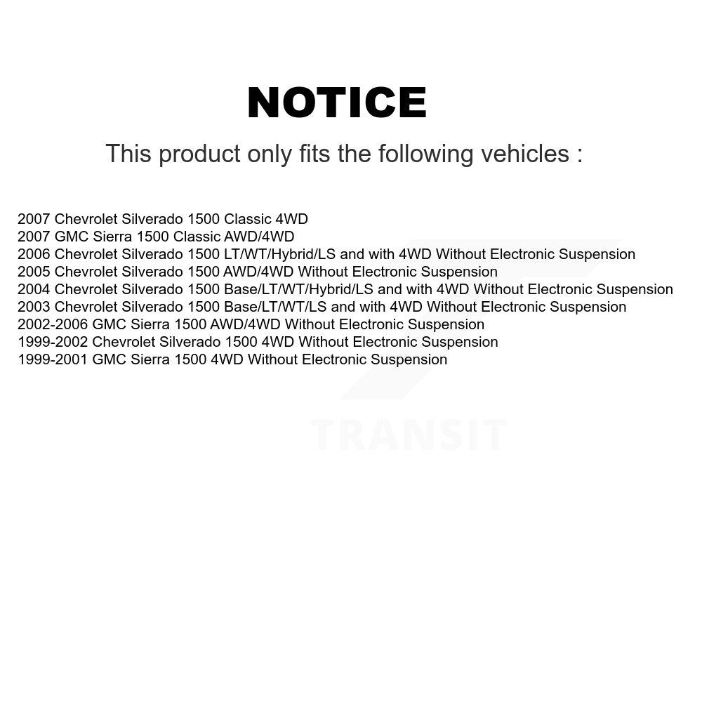 Paire d'amortisseurs avant pour Chevrolet Silverado 1500 GMC Sierra Classic