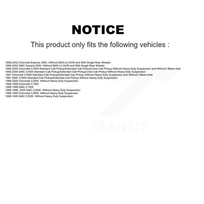 Kit d'amortisseurs avant et arrière, pour C1500 Chevrolet GMC C2500 C3500 Express 3500