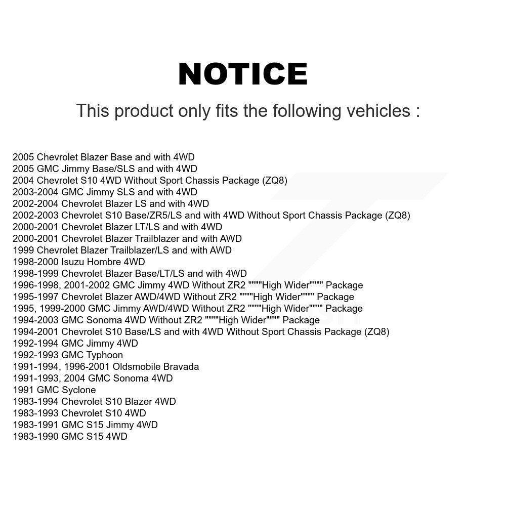 Kit d'amortisseurs avant et arrière, pour Chevrolet GMC S10 Blazer Jimmy Sonoma S15