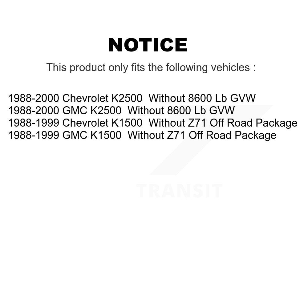 Kit d'amortisseurs de Suspension avant et arrière, pour K1500 Chevrolet GMC K2500
