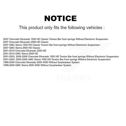 Kit d'amortisseur avant et arrière, pour GMC Chevrolet Sierra 2500 HD Silverado Classi