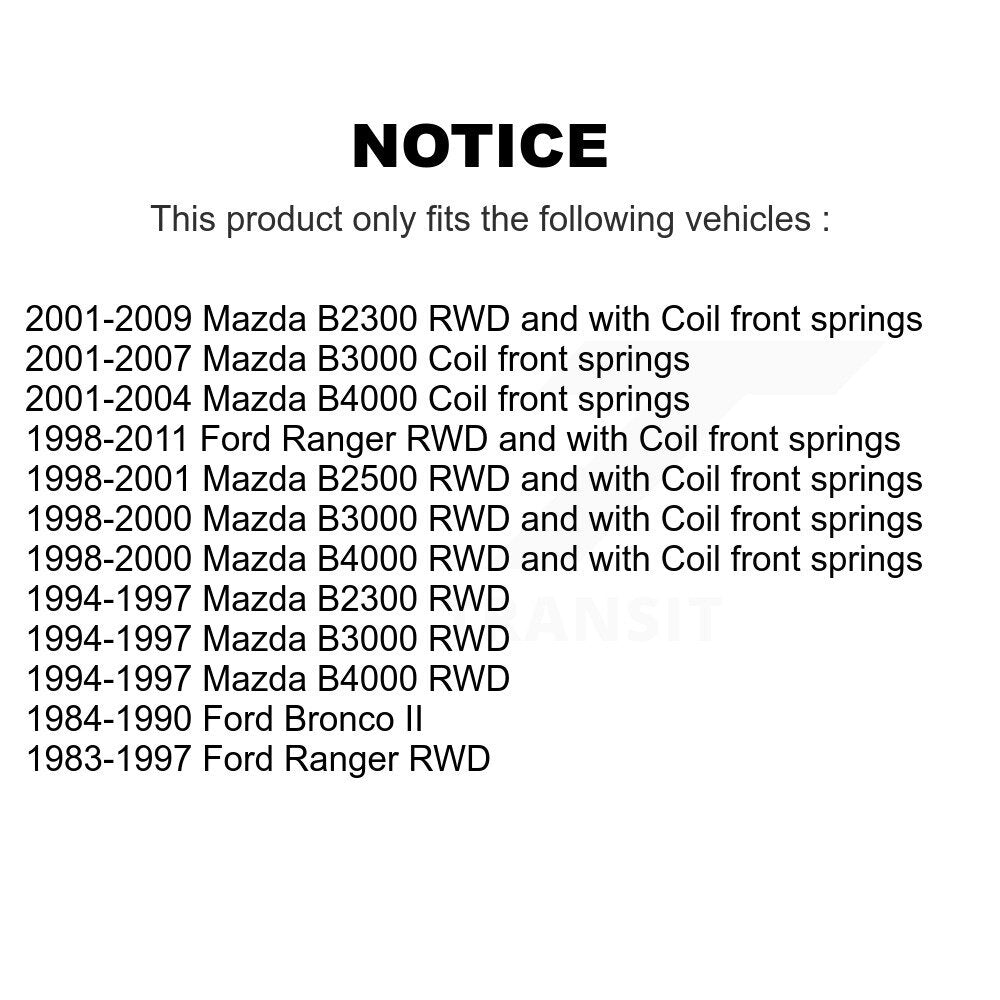 Paire d'amortisseurs arrière pour Ford Ranger Mazda B3000 B4000 B2300 Bronco II B250