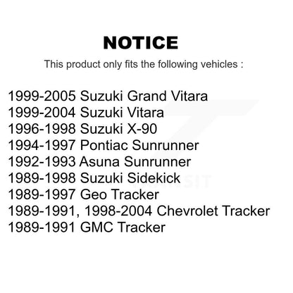 Paire d'amortisseurs arrière pour Tracker Suzuki Chevrolet Grand Vitara Geo Sidekic