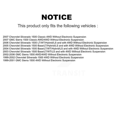 Paire d'amortisseurs arrière pour Chevrolet Silverado 1500 GMC Sierra Classic