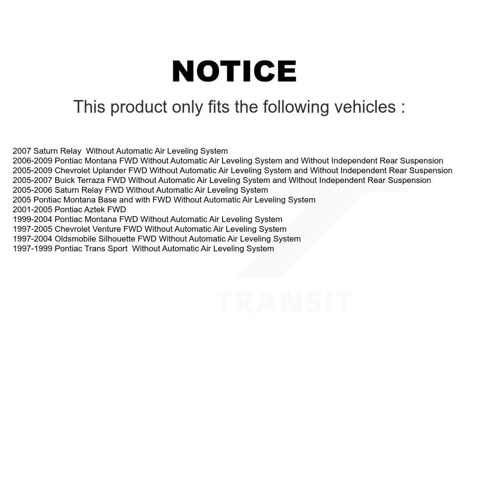 Paire d'amortisseurs arrière pour Pontiac Montana Chevrolet Uplander Venture Buick