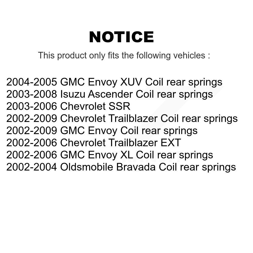 Paire d'amortisseurs arrière pour Chevrolet GMC Trailblazer envoyé XL EXT SSR Bravad
