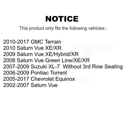 Paire d'amortisseurs arrière pour Chevrolet Equinox GMC Terrain Pontiac Torrent Vue