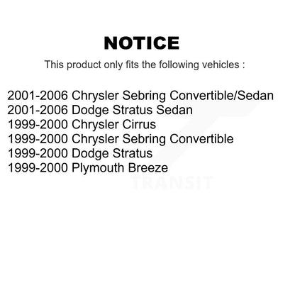 Paire de jambes de suspension avant pour Chrysler Sebring Cirrus Dodge Stratus Plymouth