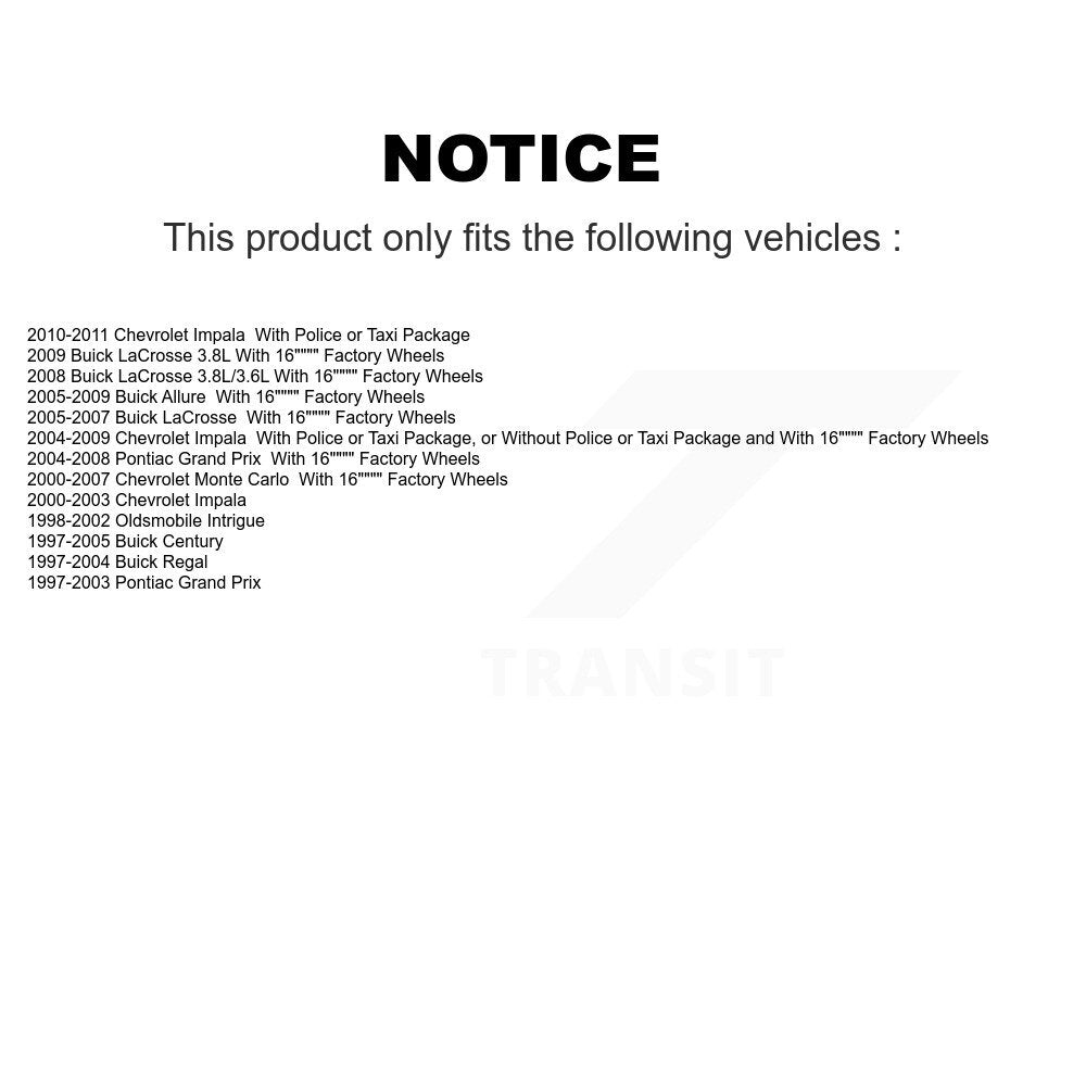 Paire de jambes de suspension arrière pour Chevrolet Impala Buick Pontiac Grand Prix Centur
