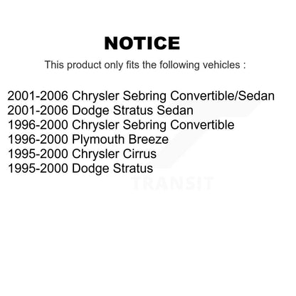Paire de jambes de suspension arrière pour Chrysler Sebring Cirrus Dodge Stratus Plymouth