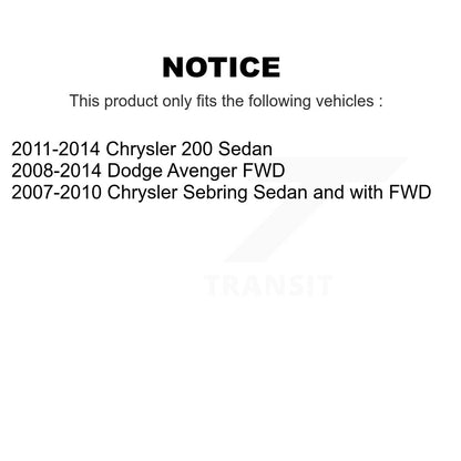 Paire de jambes de suspension arrière pour Chrysler 200 Dodge Avenger Sebring K78-100726