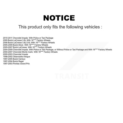 Kit de jambe de force de Suspension avant et arrière, pour Chevrolet Impala Buick LaCrosse Century Pri