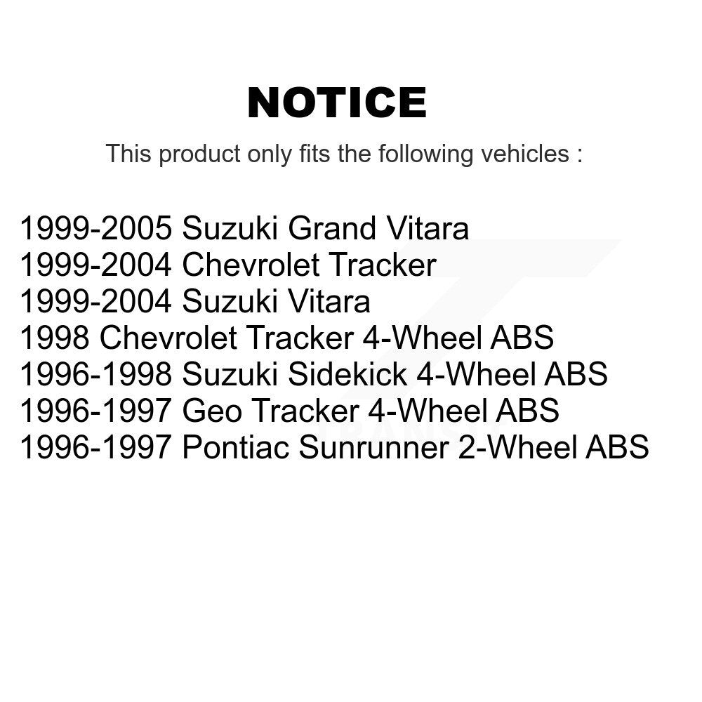 Kit d'amortisseur de jambes de suspension avant et arrière, pour Tracker Chevrolet Suzuki Ge